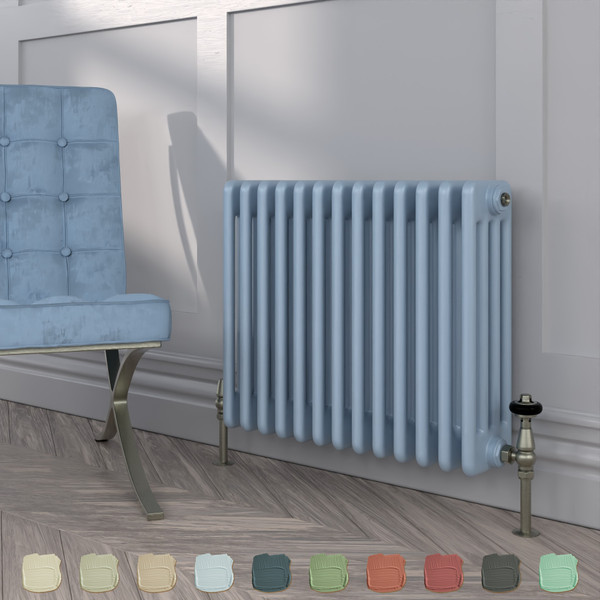 HR4-500-FB-089-LULWORTH-BLUE-TH - Heritage Colour 4 Column Radiator H500mm X W622mm