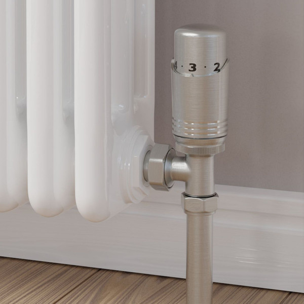 M-TRV-050-AG-SN-CU00 - Duran Modern TRV Angled Brushed Satin Nickel Thermostatic Radiator Valves