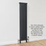 NF6-A-V-LS01 - Infinity Anthracite 6 Column Radiator 3 Sections H2000mm X W162mm NF6-A-V-LS01 - Infinity Anthracite 6 Column Radiator 3 Sections H2000mm X W162mm