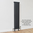 NF2-A-V-LS02 - Infinity Anthracite 2 Column Radiator 18 Sections H2800mm X W852mm NF2-A-V-LS02 - Infinity Anthracite 2 Column Radiator 18 Sections H2800mm X W852mm