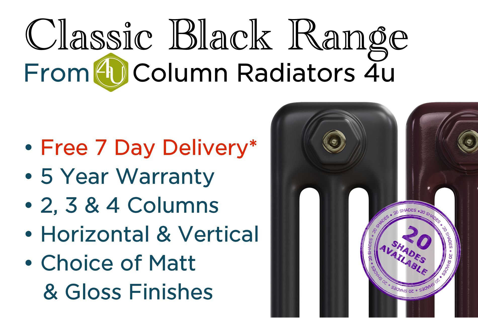 Classic Black Column Radiators | Custom Black Radiators | Fast Delivery ...