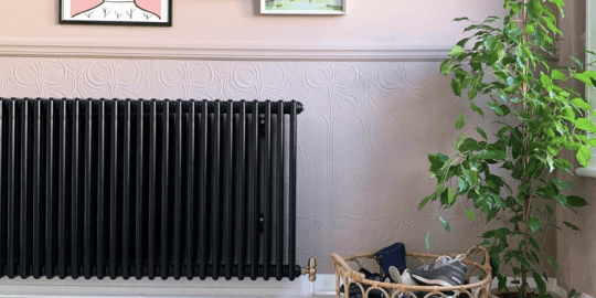 3 column radiator in a hallway