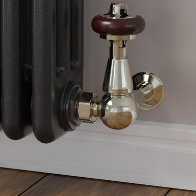 17276 Radiator Eastbury Traditional Manual Corner Nickel Radiator Valves