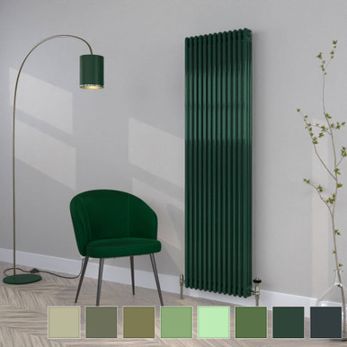 Green Column Radiator Classic Green 3 Column Vertical Radiator H1800mm x W392mm