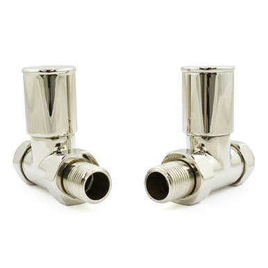 Modine Radiator Valves MODX Modern Manual Straight Nickel Radiator Valve (Pair)