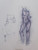 Figure drawing of standing female figure. She's facing the viewer with one arm up on the air, and one leg bent in the knee. The upper limbs and feet are intentionally left unfinished as the focus is on the torso and leg structure in this figure drawing.