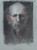 Portrait of a bald man with mustache and goatee looking straight at the viewer. Drawn with charcoal and sanguine accents on paper.