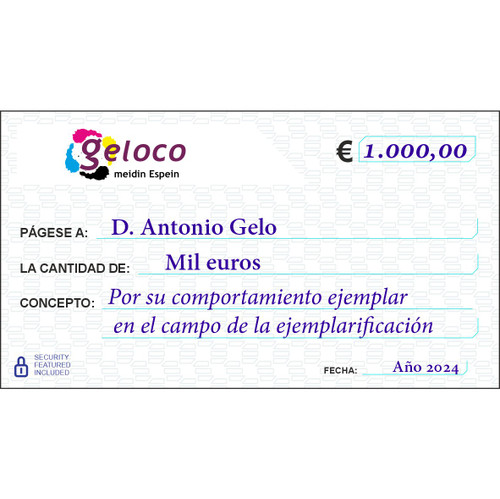 Cheque - Premio gigante