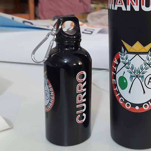 Botella de aluminio con mosquetón