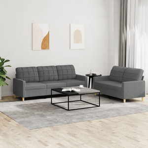 2 Piece Sofa Set with Cushions Dark Gray Fabric A949-3201307