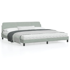 Bed Frame "Dover" Light Gray 76"x79.9" Velvet A949-373299