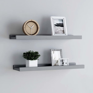 Picture Frame Ledge Shelves 2 pcs Gray 15.7"x3.5"x1.2" MDF A949-323934