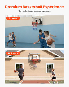 Wall Mount Basketball Hoop, 44-inch PC Backboard Mounted Basketball Hoop Outdoor with Solid Steel,  E415-BGSLQJ44CLMSZ7APW001V0
