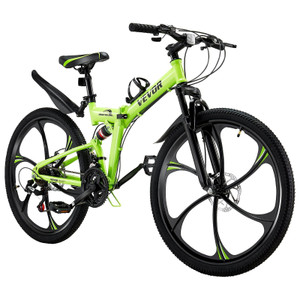 26 inch Folding Mountain Bike, MTB Bicycle with Full Suspension, 21-speed Drivetrain, Comfort Saddl E415-SDZXCLLBDDQB3K2XVV0