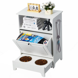 Pet Feeding Station with 2 Stainless Steel Bowls, Elevated Dog Bowls with Storage, Dog Food Storage E415-MZCWHSWJ24YC6P61XV0