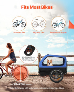 Dog Bike Trailer, Supports up to 88 lbs, Pet Cart Bicycle Carrier for Small & Large Dogs, Easy Fold E415-TCSCWZXCTC88AW1LH001V0