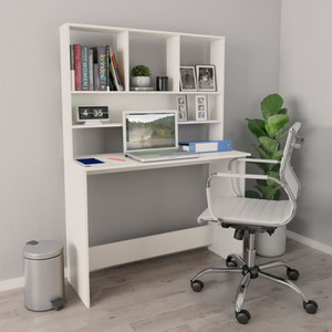  Desk with Shelves White 43.3"x17.7"x61.8" Engineered Wood A949-800387