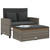 Patio Sofa with Cushions 2-Seater Gray Poly Rattan&Acacia Wood A949-365142