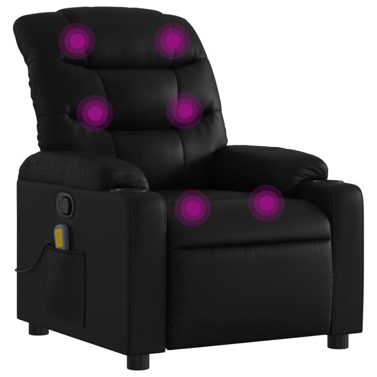 Massage Recliner Chair Black Faux Leather A949-3206847