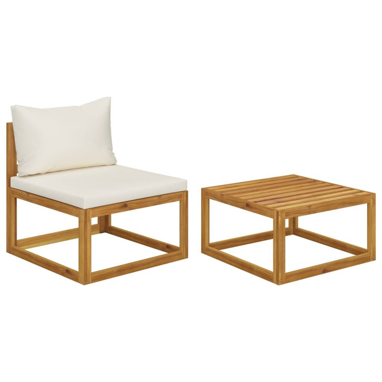  2 Piece Patio Sofa Set with Cushion Solid Acacia Wood A949-311859