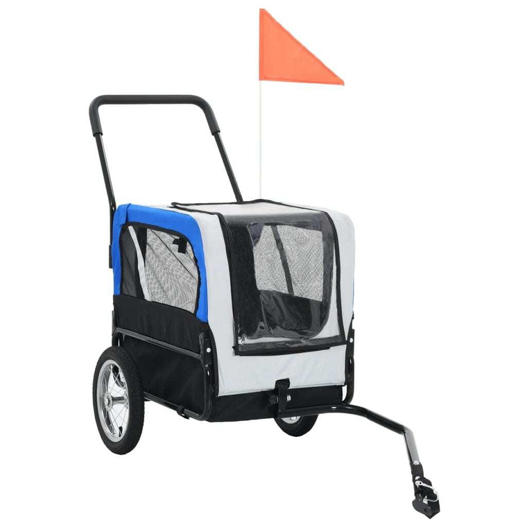 2-in-1 Pet Bike Trailer & Jogging Stroller Gray and Blue A949-91763
