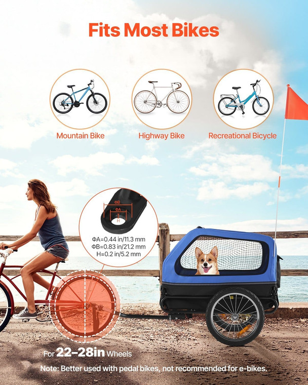 Dog Bike Trailer, Supports up to 88 lbs, Pet Cart Bicycle Carrier for Small & Large Dogs, Easy Fold E415-TCSCWZXCTC88AW1LH001V0