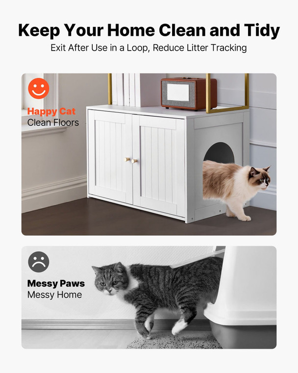 Cat Litter Box Enclosure Furniture, 27.6 in Hidden Litter Box Cabinet with Metal Legs & 2-Tier Stor E415-XHSCBBSNJSMS0BG0W001V0