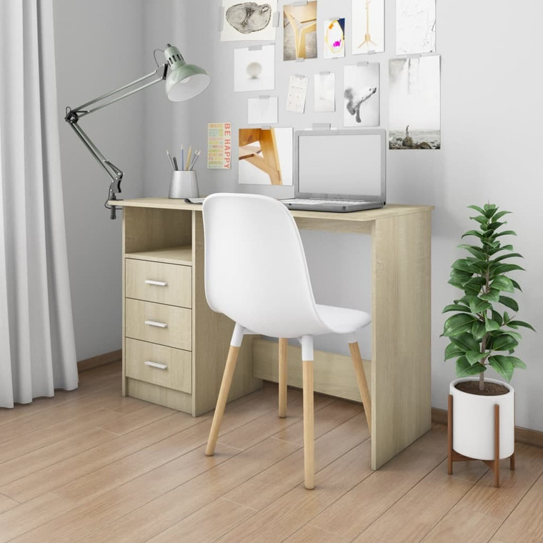  Desk with Drawers Sonoma Oak 43.3"x19.7"x29.9" Engineered Wood A949-800561