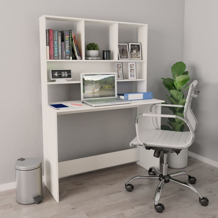  Desk with Shelves White 43.3"x17.7"x61.8" Engineered Wood A949-800387