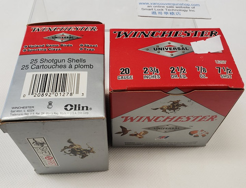 Winchester Universal 20 Gauge 2.75″ 7/8oz 7.5 Target 1200 FPS 25 Rounds  per box