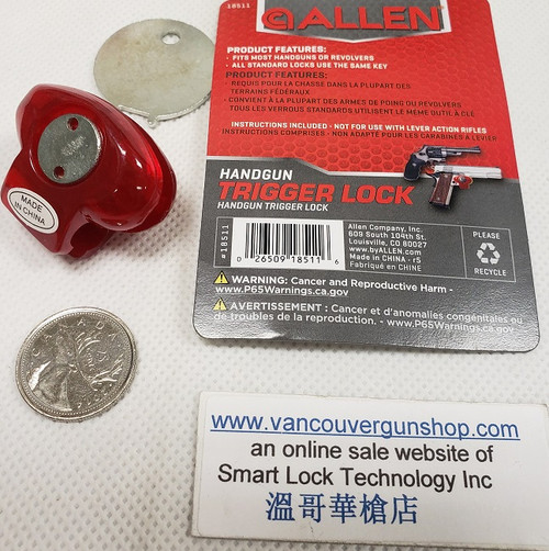 Allen 18511 Universal Trigger Lock for Handguns, Uses Key Tool