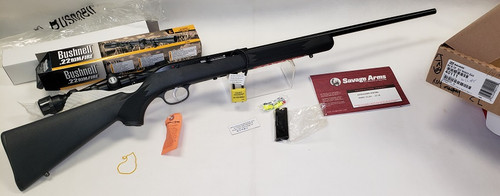 SAVAGE ARMS 40111, MODEL 64 FXP, SEMI-AUTOMATIC  .22LR RIFLE WITH BUSHNELL 3-9x40mm WEAVER SCOPE COMBO