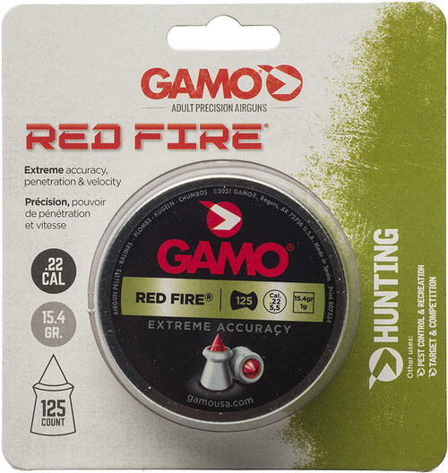 Gamo 632270454 Red Fire Pellets .22 Caliber Polymer Tip Lead 15.4gr 125 Count