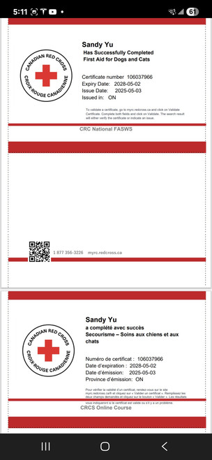 8. Canadian Red Cross - First Aid for Dogs and Cats (Online Course in English or French) New for 2025 (On Sale)