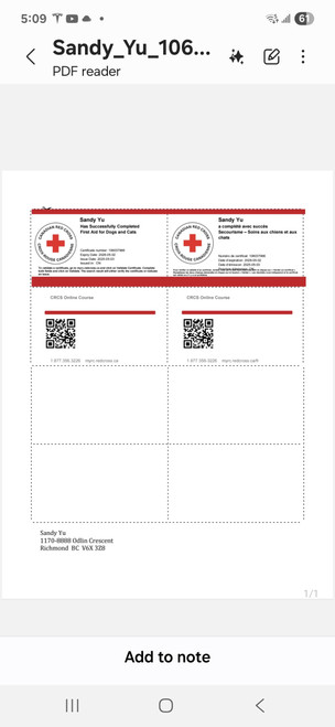 加拿大红十字会 - 犬猫急救Canadian Red Cross - First Aid for Dogs and Cats  （普通话课堂课程）2025 年 8 月 6 日（星期三），下午 4 点至 6 点。