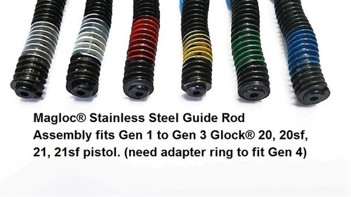 MAGLOC® Stainless Steel Guide Rod Assembly fits Gen 1 to Gen 3 Glock 20 pistol. 15 lb C redSKU 1388 (need adapter ring to fit Gen 4)