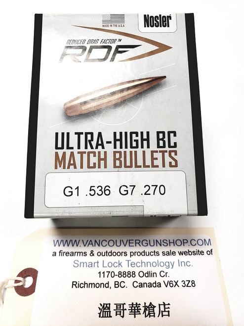 Nosler 53170 RDF Reduced Drag Factor Rifle Bullets, 30 175g HPBT Bullets 100 Ct