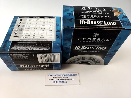 Federal Hi-Brass Lead 12 Ga 2.75 inches 1.25 oz #4 25 Shells