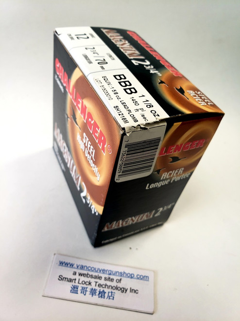 Challenger Steel High Velocity 12 Ga Magnum 2-3/4 inches 1-1/8 oz 1450 fps #BBB 25 Shells
