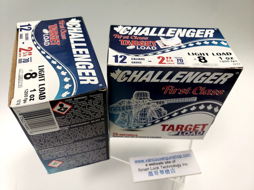 Challenger Target Load 12ga 2 3/4  #8 1200 fps , 1 oz Light Load, 25 rnd #40008 