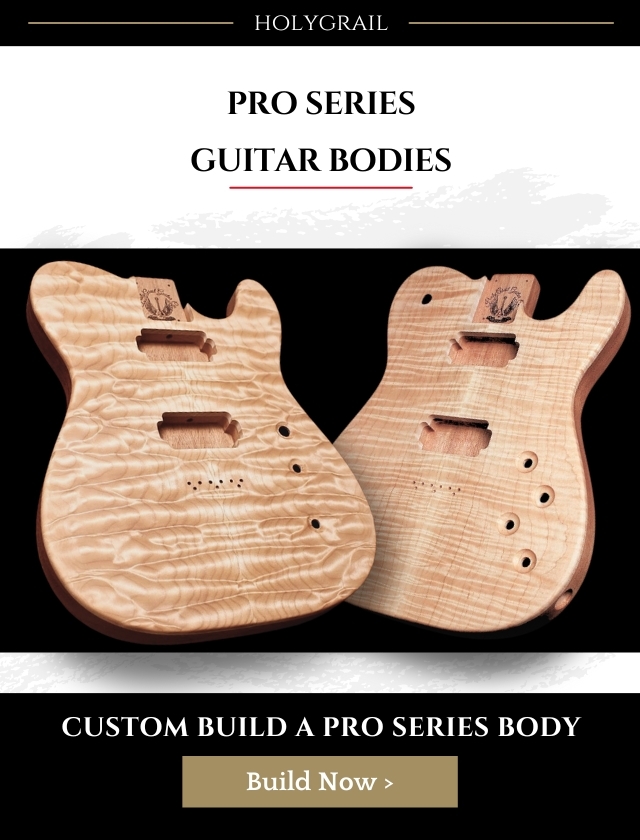 Customizable HolyGrail Pro Series guitar bodies featuring Flame maple, mahogany and exotic woods