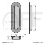 Technical drawing of Accurate No. FC7002 Obround Flush Pull, Concealed Screws 