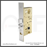 Accurate No. 8703 Narrow Backset Mortise Lock - Deadbolt by key outside and turn piece inside.