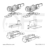 Classic Fitting set Classic No. K.250.3.1.C for wood door with shock absorber on both sides & standard mounting suspension plate up to 250kg/551lbs