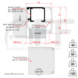 Wall Mounted Sliding track No. 8000.01700,  8010.01720 Fascia Cover and End Cap