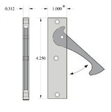 Technical drawing of Accurate No. FE158-1 - 1" Knife Edge Pull