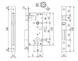 Technical drawing of Mortice Door Lock with European Cylinder Hole - No. SB3210/85