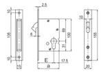 Technical drawing of Mortice Door Lock with European Cylinder Hole - No. SB2302
