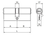 Technical drawing of Mortice European Cylinder Lock with Key - Model No. SBHFS