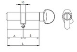 Technical drawing of Mortice European Cylinder Lock with Key - Model No. SB21 WC